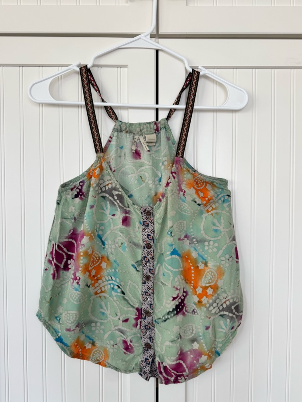 BKE Mint Multi Floral Indie Tank - Size XS - 100% Raton
